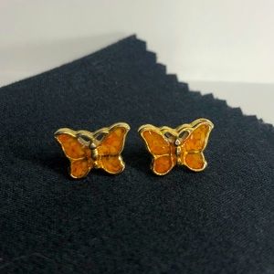 Orange Butterfly Earrings